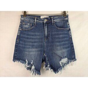Risen Jeans Juniors Shorts Size 5 Blue Denim Jean Distressed Cut Off Shorts